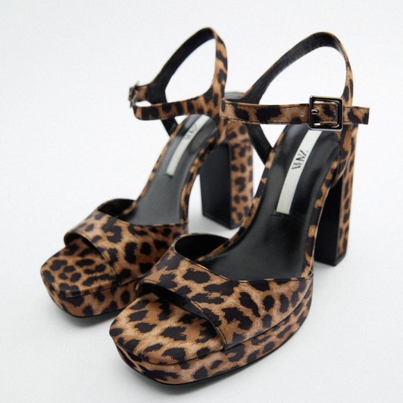 Zara Shoes - NEW ZARA LEOPARD PRINT HIGH HEELED PLATFORM SANDALS SHOES WOMENS SIZE 7.5